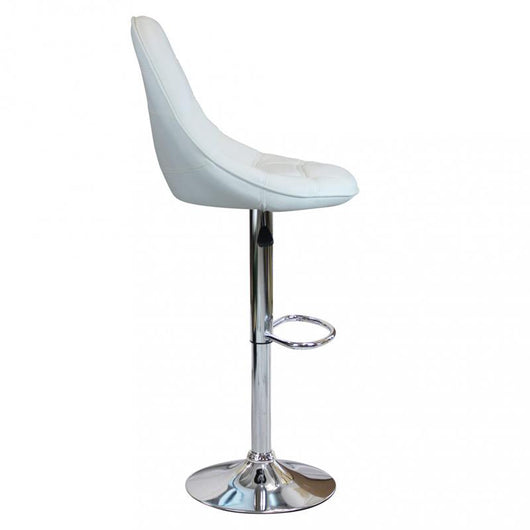 SGABELLO FLYNN CON SEDUTA TRAPUNTATA ECOPELLE 59 X 55 X 95/116 CM BIANCO OKX