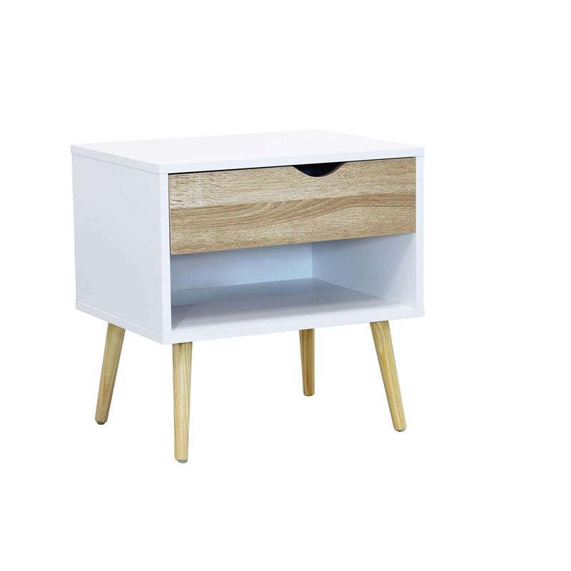 MOBILE BENEDICT 1 CASSETTO 1 RIPIANO IN LEGNO BIANCO IN TRUCIOLATO BILAMINATO 80HX39X49.7 CM OKX