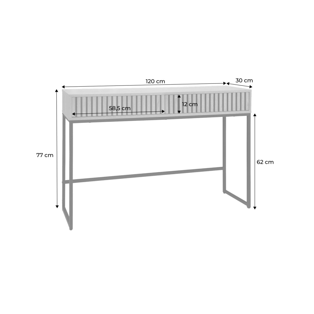 Consolle contemporanea con 2 cassetti, 120cm, marrone naturale