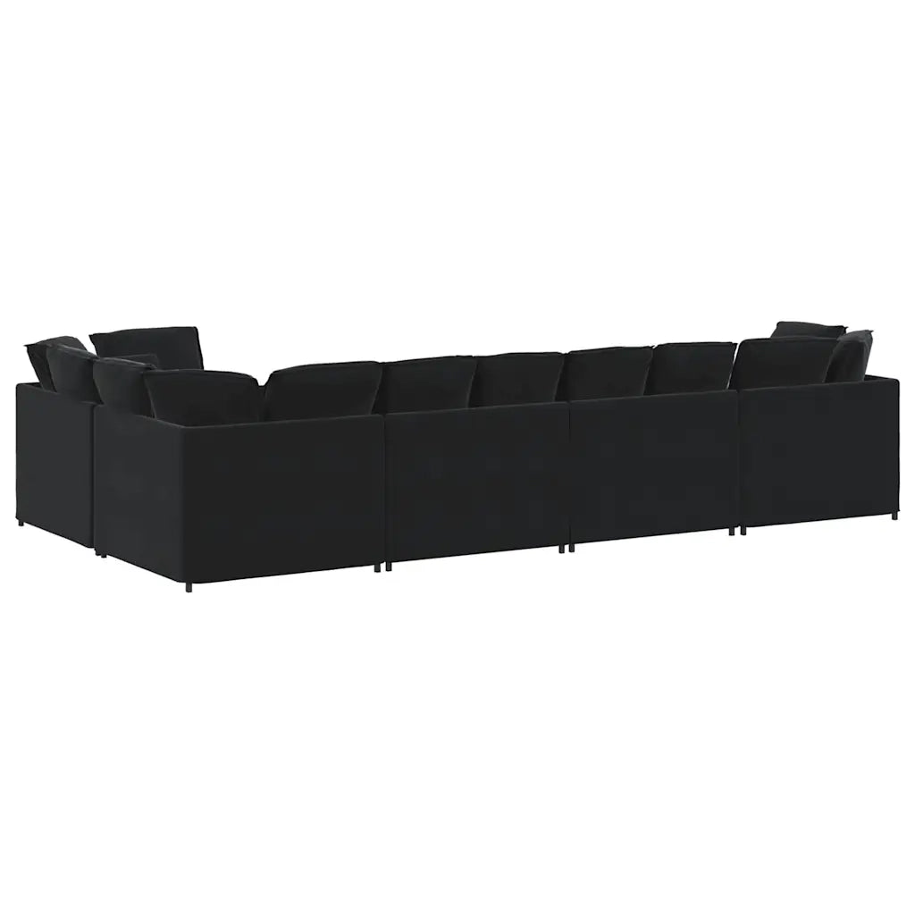 Divano Modulare con Cuscini in Velluto Nero 3321342