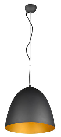 Lampada a Sospensione da Interno Attacco E27 in Metallo Nero e Oro