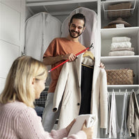 MAURY'S SET MANICO BASTONE APPENDIABITI PER ARMADIO GUARDAROBA ALLUNGABILE DA 82 CM A 150 CM + 8 GRUCCE IN LEGNO DI BETULLA