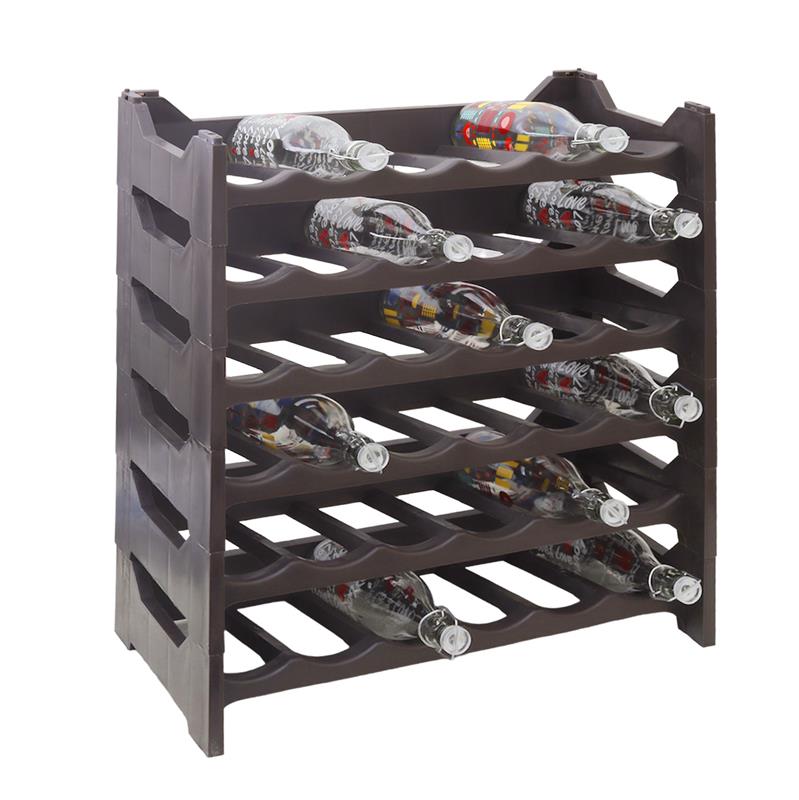 CANTINETTA PORTABOTTIGLIE IN PLASTICA MODULARE 36 BOTTIGLIE MARRONE