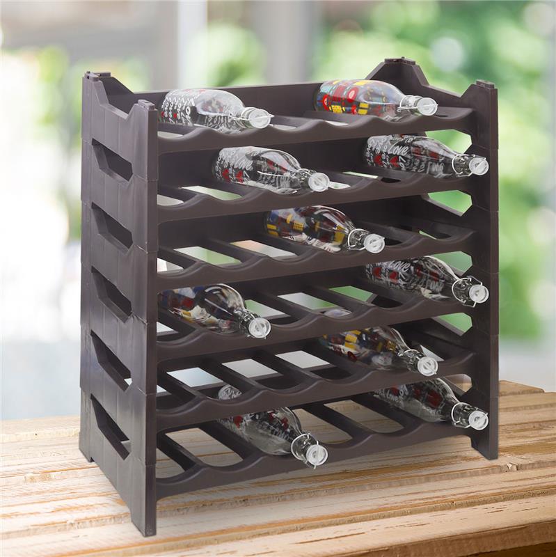 CANTINETTA PORTABOTTIGLIE IN PLASTICA MODULARE 36 BOTTIGLIE MARRONE