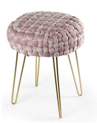 POUF PORTO IN VELLUTO CON GAMBE DORATE E TOP ROSA 35 X H43 CM