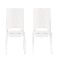 SET 2 SEDIE PARIS IN POLICARBONATO DESIGN MODERNO CONFORTEVOLE PER INTERNI 46,3X55X97,5H CM TRASPARENTE
