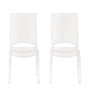 SET 2 SEDIE PARIS IN POLICARBONATO DESIGN MODERNO CONFORTEVOLE PER INTERNI 46,3X55X97,5H CM TRASPARENTE