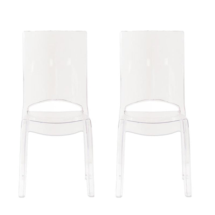 SET 2 SEDIE PARIS IN POLICARBONATO DESIGN MODERNO CONFORTEVOLE PER INTERNI 46,3X55X97,5H CM TRASPARENTE