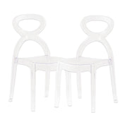 SET 2 SEDIE PIGALLE IN POLICARBONATO CON SCHIENALE A FORMA DI ANELLO ELEGANTE COLORE TRASPARENTE 46,5X53X90H CM