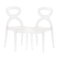 SET 2 SEDIE PIGALLE IN POLICARBONATO CON SCHIENALE A FORMA DI ANELLO ELEGANTE COLORE TRASPARENTE 46,5X53X90H CM