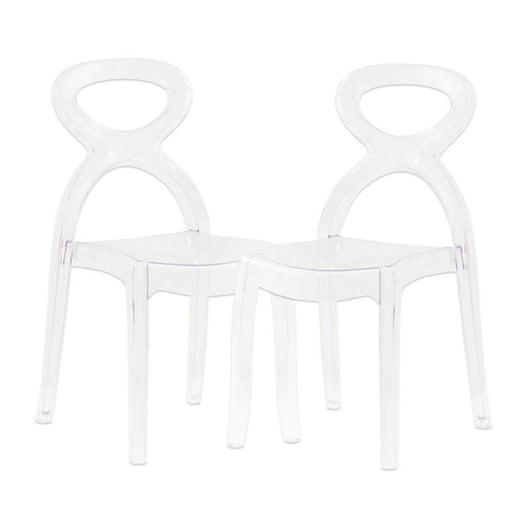 SET 2 SEDIE PIGALLE IN POLICARBONATO CON SCHIENALE A FORMA DI ANELLO ELEGANTE COLORE TRASPARENTE 46,5X53X90H CM