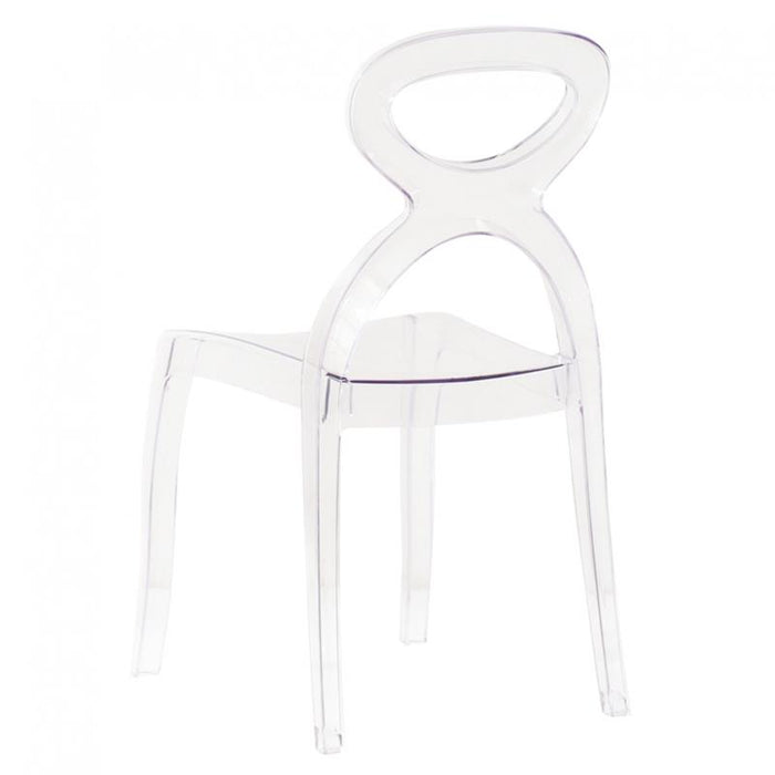 SET 2 SEDIE PIGALLE IN POLICARBONATO CON SCHIENALE A FORMA DI ANELLO ELEGANTE COLORE TRASPARENTE 46,5X53X90H CM