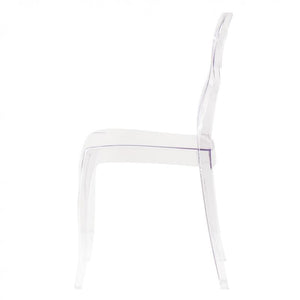 SET 2 SEDIE PIGALLE IN POLICARBONATO CON SCHIENALE A FORMA DI ANELLO ELEGANTE COLORE TRASPARENTE 46,5X53X90H CM