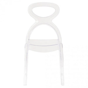 SET 2 SEDIE PIGALLE IN POLICARBONATO CON SCHIENALE A FORMA DI ANELLO ELEGANTE COLORE TRASPARENTE 46,5X53X90H CM