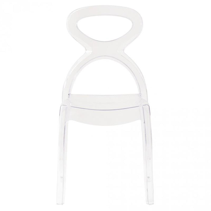 SET 2 SEDIE PIGALLE IN POLICARBONATO CON SCHIENALE A FORMA DI ANELLO ELEGANTE COLORE TRASPARENTE 46,5X53X90H CM