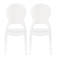 SET 2 SEDIE HALLES IN POLICARBONATO SILHOUETTE CURVE CLASSICHE PER INTERNI COLORE TRASPARENTE 46,1X55X98H CM