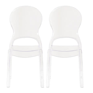 SET 2 SEDIE HALLES IN POLICARBONATO SILHOUETTE CURVE CLASSICHE PER INTERNI COLORE TRASPARENTE 46,1X55X98H CM