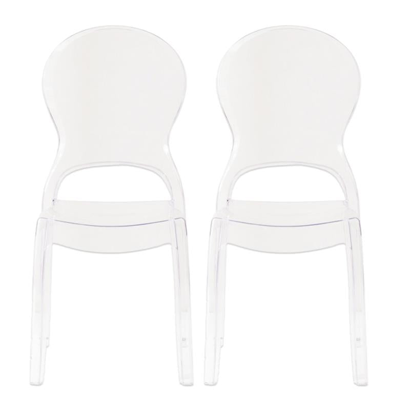 SET 2 SEDIE HALLES IN POLICARBONATO SILHOUETTE CURVE CLASSICHE PER INTERNI COLORE TRASPARENTE 46,1X55X98H CM