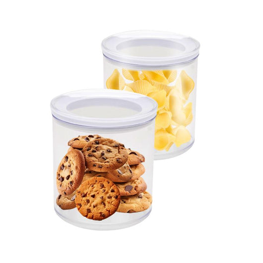 MA MAISON SET 2 CONTENITORI CLEAR AND FRESH TONDI TRASPARENTI CON COPERCHIO BIANCO 660 ML CIASCUNO