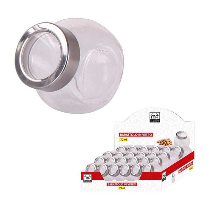 MA MAISON SET 6 BARATTOLI PICCOLI PORTA SPEZIE IN VETRO CON TAPPO ERMTICO DESIGN TONDO 170 ML CAPIENZA