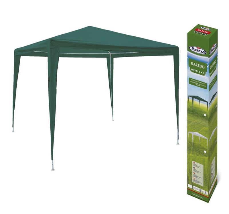 MAURY'S GAZEBO FISSO QUADRATO 3 X 3 MT IN COLORE VERDE