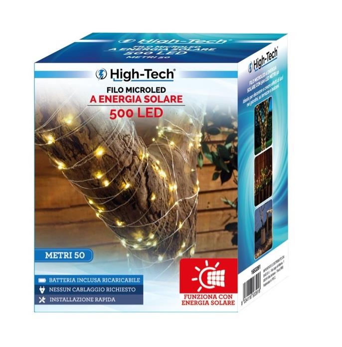 HIGH-TECH FILO MICROLED A ENERGIA SOLARE CON 500 LED DA 50 METRI