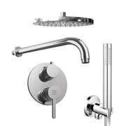 Set doccia cromato - Miscelatore incasso 2 vie Virna, braccio 30cm, soffione 20cm e doccino
