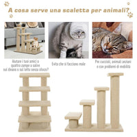 SCALETTA PER ANIMALI DOMESTICI CON 4 GRADINI E MORBIDO RIVESTIMENTO BEIGE