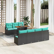 Set Divano da Giardino con cuscino 8 pcs Nero e Verde acqua 3349675