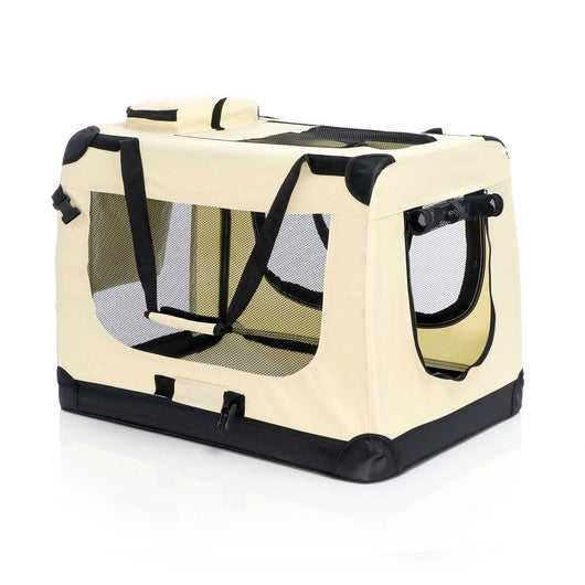 Fudajo Trasportino pieghevole beige per animali domestici Taglia XL (82x56x58cm), maniglia copertina
