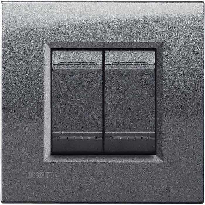 Living Light - Placca quadra 2P Acciaio - LNA4802AC