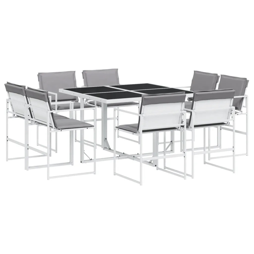 vidaXL Set da Pranzo da Giardino 9 pz con Cuscini Bianco in Textilene
