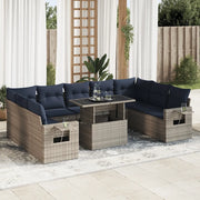 Divano Giardino 10 pz con Cuscini Grigio in Polyrattan Acacia 3326542