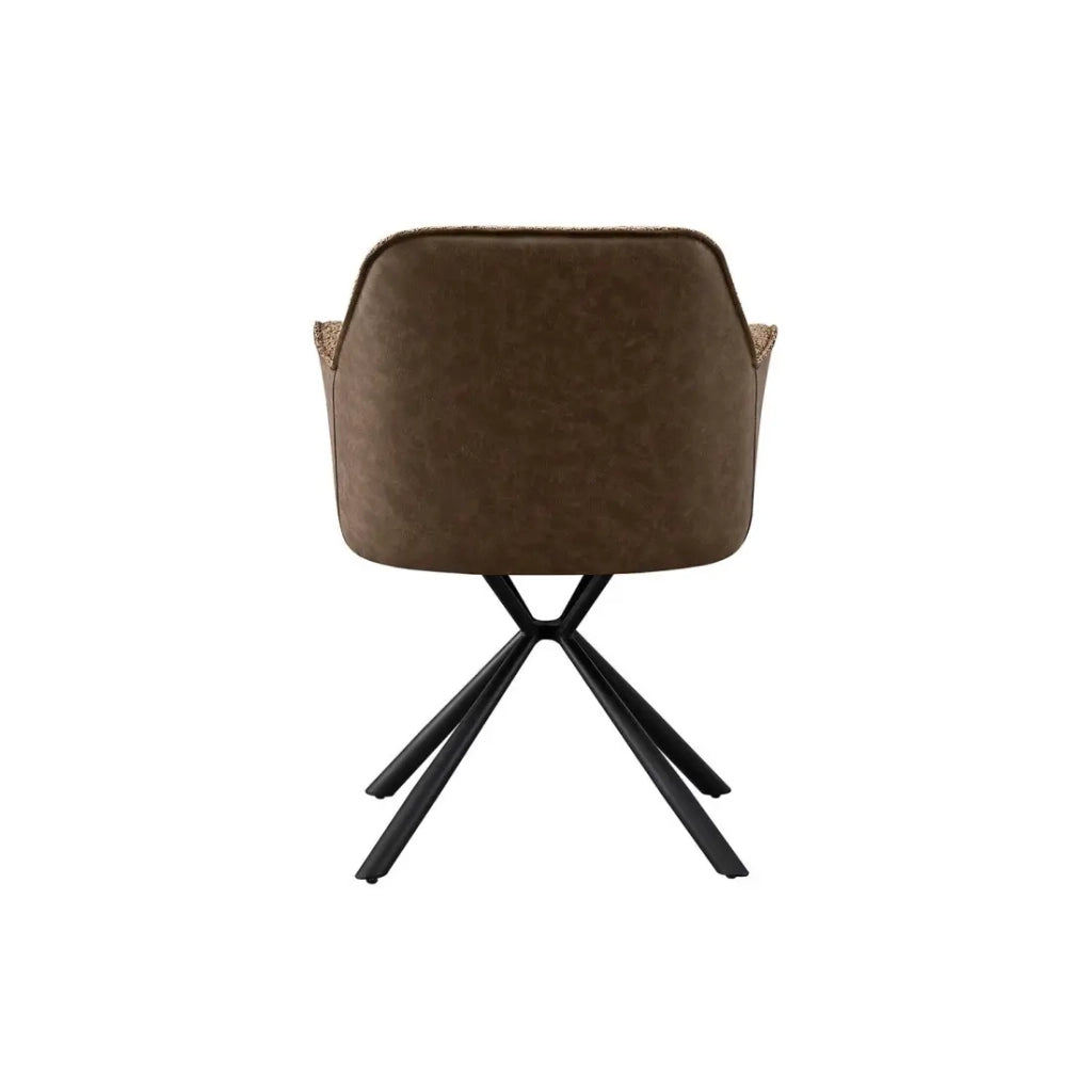 Sedia LUCIA - Bouclé Sabbia & Schienale PU Marrone - H82.5 × L62 × P63 cm - Stile design