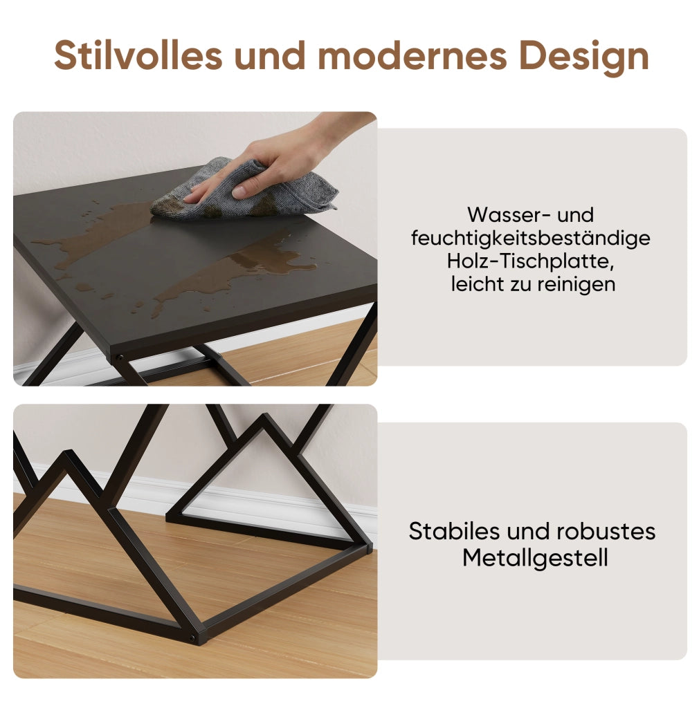 Tavolino da caffè moderno geometrico 80x50x40 cm in truciolare e metallo nero