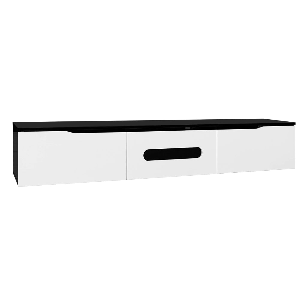 Mobile TV Sospeso ¨C MINIMAL ¨C Nero e Bianco, Lucido, LED 16 Colori, 180 cm