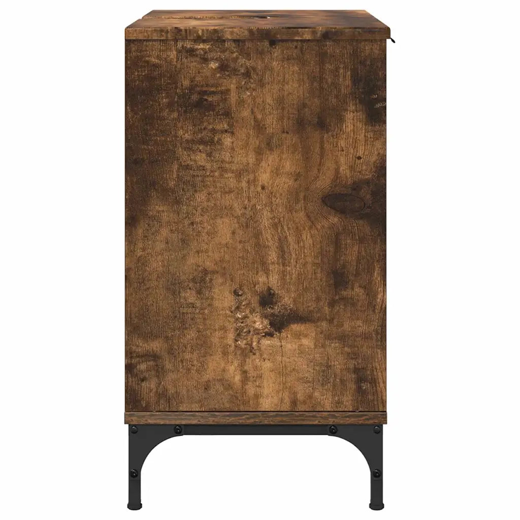 Armadio per Lavabo da Bagno-Armadietto da bagno-Mobiletto da bagno Rovere fum¨¦ 60,5 x 33,5 x 61 cm