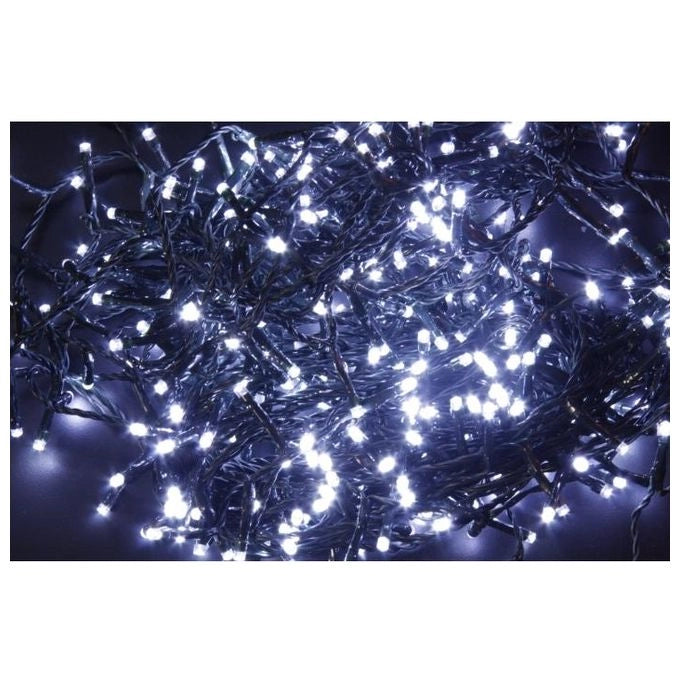 Luci di Natale con 360 Led Bianco Freddo 14,4Mt Cavo Scuro 3Mt e Trasformatore per Interno e Esterno con giochi luce