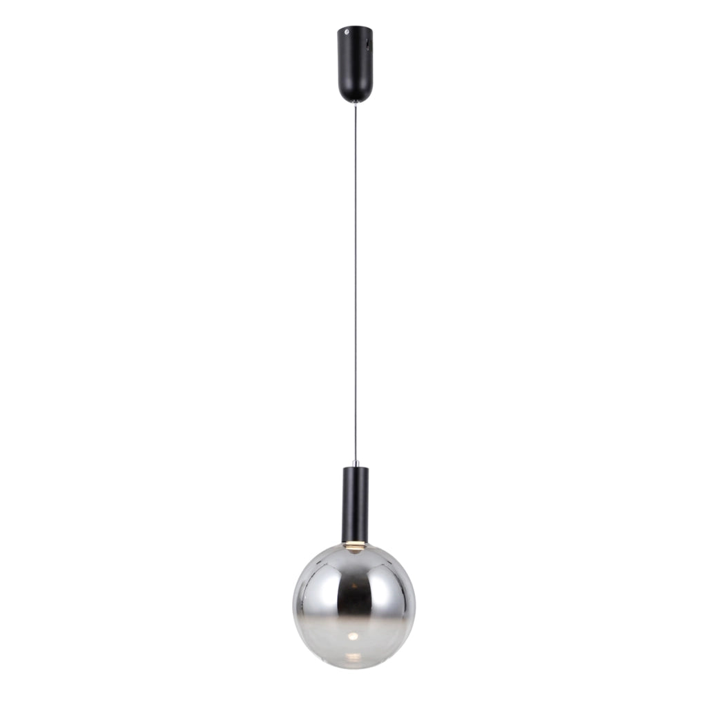 Sospensione STRELA Italux nera vetro fumé Ø20 LED