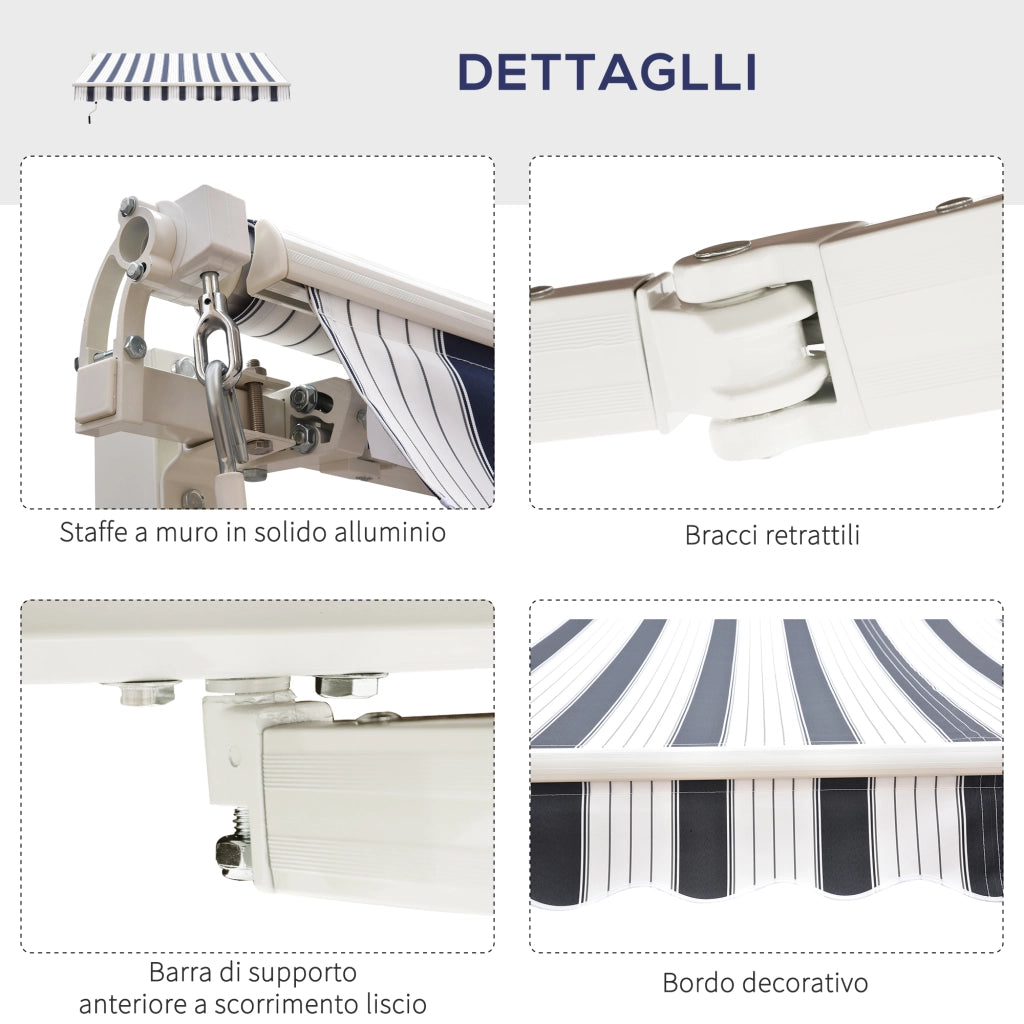 Tenda da Sole Avvolgibile Manuale ¨C zephmum ¨C Alluminio e Poliestere Blu e Bianco 250x200cm