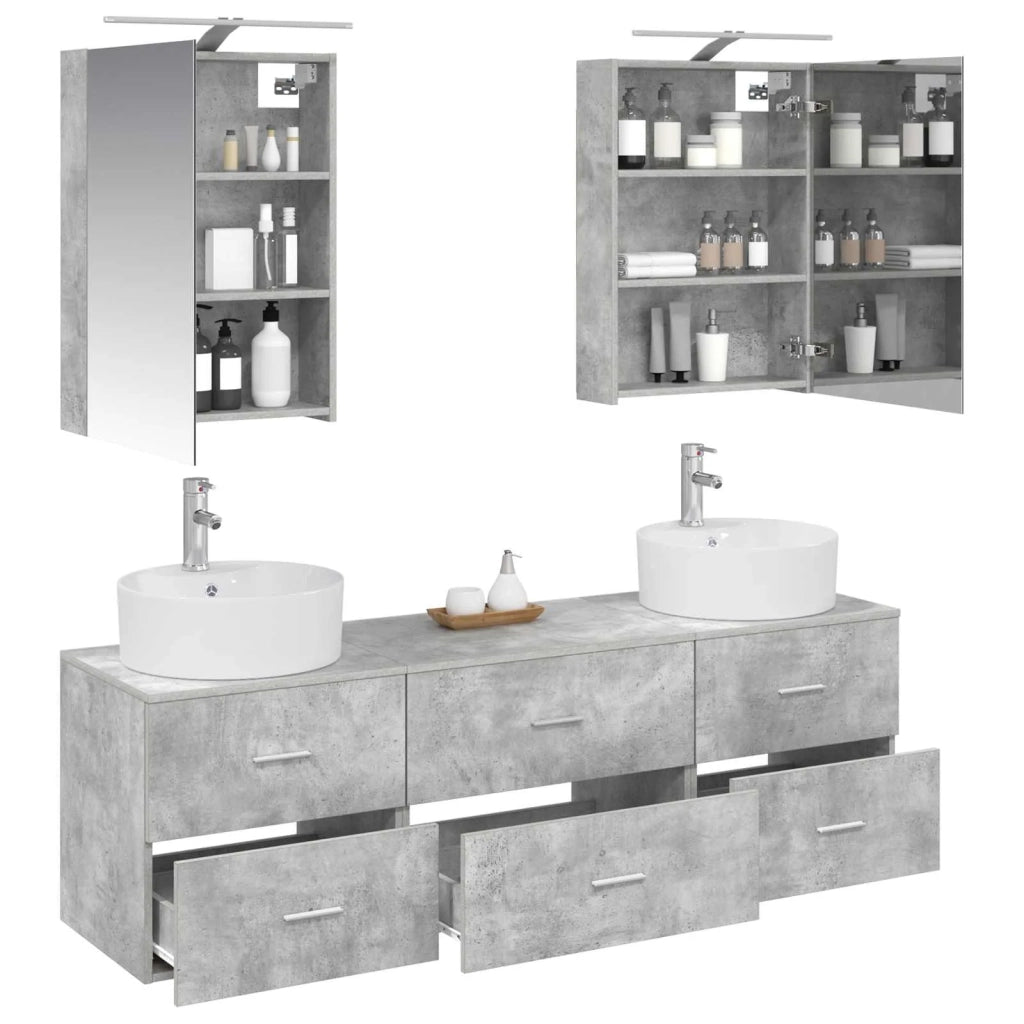 Set di mobili per il bagno 5 pcs Grigio Cemento 3406874