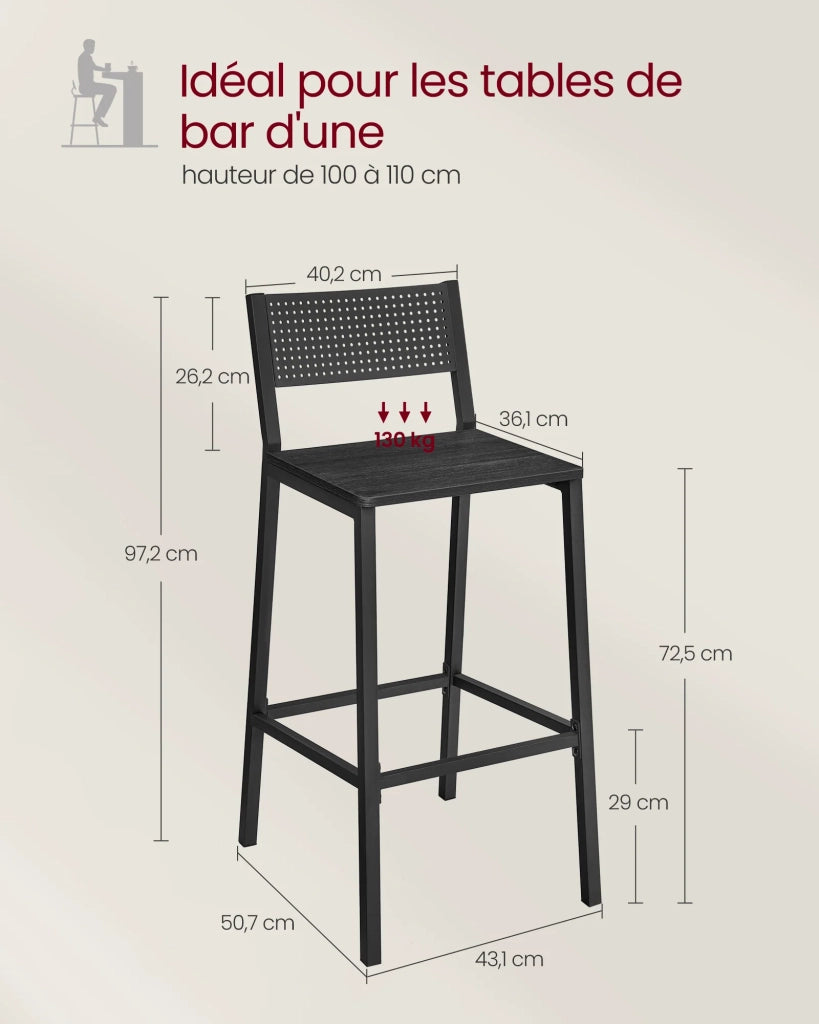 Sgabelli da bar set di 2 seggioloni sedie da cucina/sala da pranzo stile industriale grigio 12_0007749
