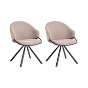 Set di 2 sedie da pranzo in stile scandinavo con rivestimento in tessuto idrorepellente per soggiorno e sala da pranzo tortora gambe nere