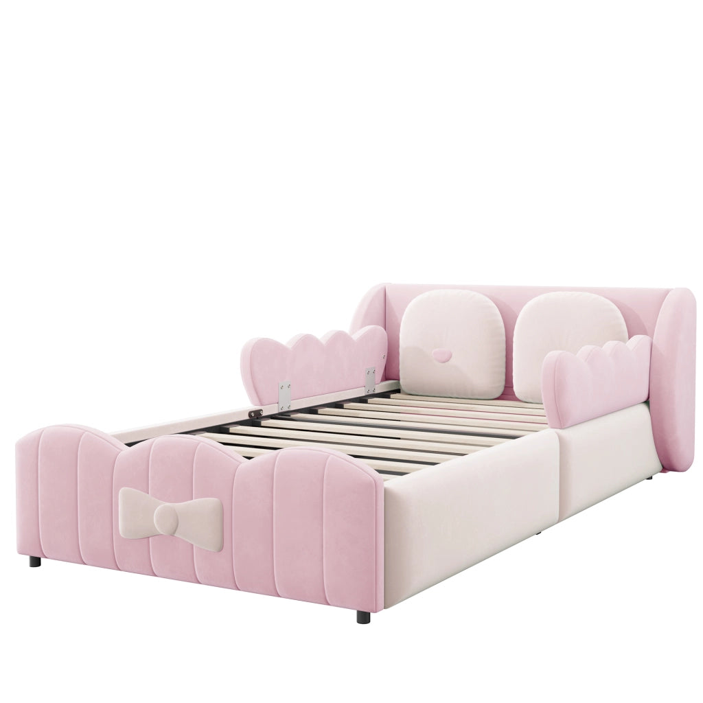 Letto imbottito per bambini con testiera a farfalla, 90x200 cm