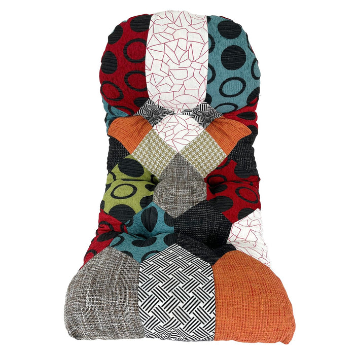 Cuscino Per Poltrona Sedia Sdraio Relax Giardino Esterno Tessuto In Legno Imbottito Reclinabile Pieghevole Patchwork