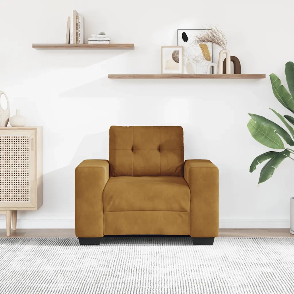 Divano Sedia-Poltrona-Sofa Relax Marrone 60 cm Velluto 844074