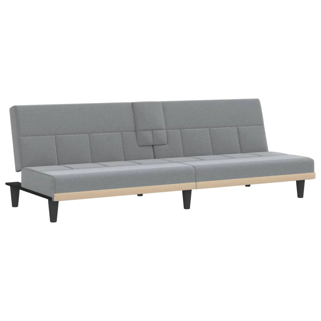 Divano letto con portabicchieri 200 x 89 x 70 cm tessuto grigio chiaro 02_0019844