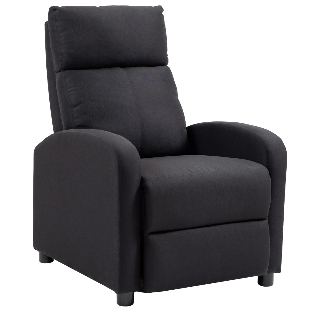Poltrona Relax Imbottita con Schienale Reclinabile 135¡ã e Poggiapiedi Estraibile in Lino, 69x87x100.5 cm, Nero