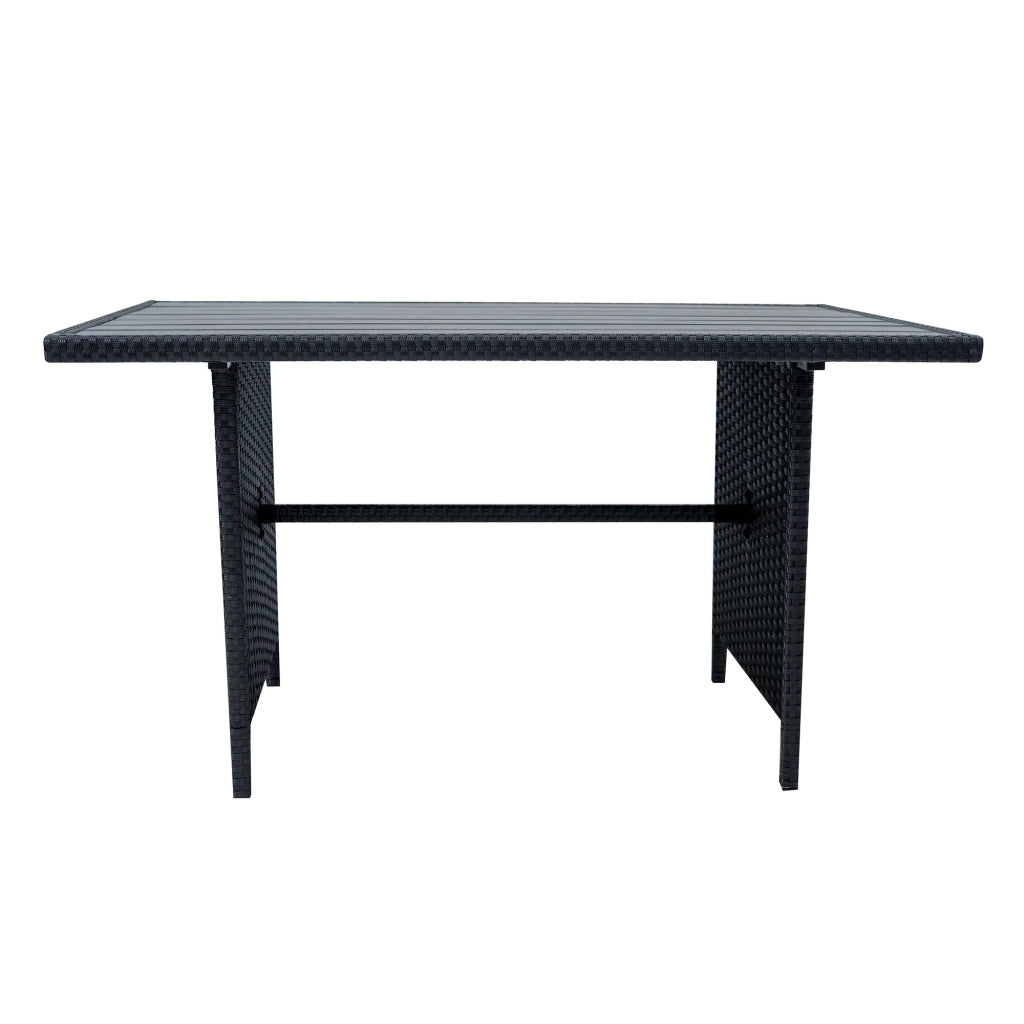 Set Angolare Rattan Giardino 9 Posti Nero Tavolo Cuscini Impermeabili