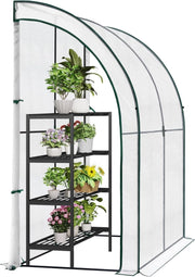 Serra da Giardino, Serra per Orto con 2 Porte Avvolgibili, Copertura per Piante con Telo PE a Rete 140 g/m2 e Telaio Metallico, Bianco, 200x100x210cm